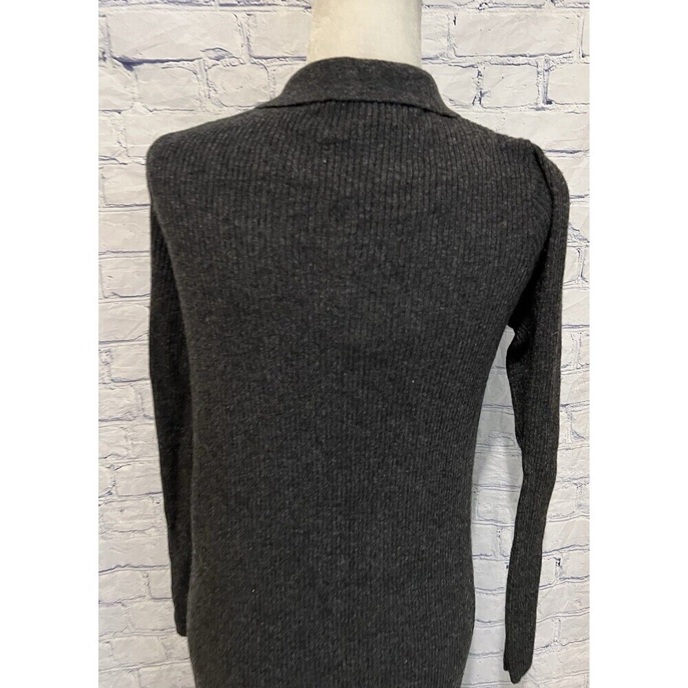 NWT ZARA - BUTTON DOWN BLACK RIBBED KNIT DRESS LONG DUSTER SWEATER Size Large - Picture 6 of 10